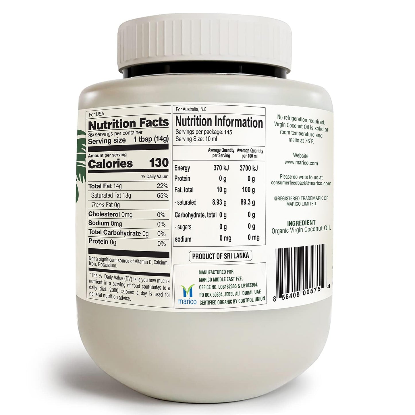 Parachute Naturalz Organic Virgin Coconut Oil: Cold Pressed & Unrefined