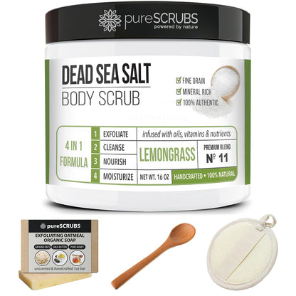 Fragrance-Free Dead Sea Salt Body Scrub, Organic Oils – pureSCRUBS Unscented