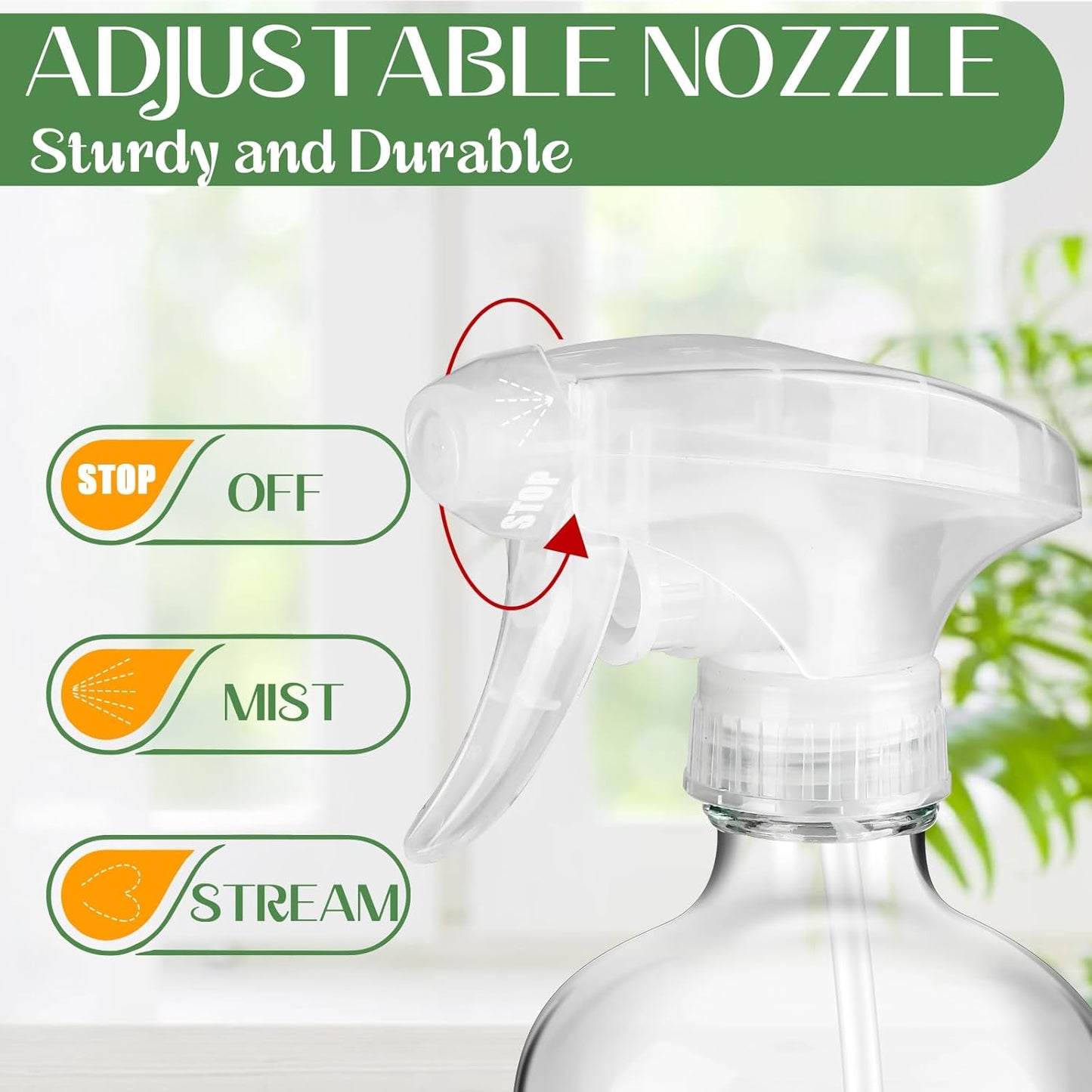 ZENOWICK 16 oz Glass Spray Bottles: 3-Pack with Protective Silicone Sleeves