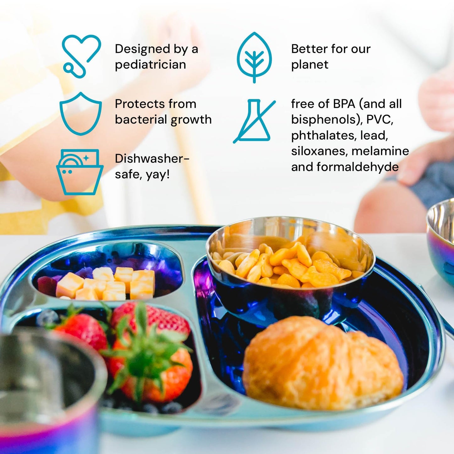 Ahimsa Balanced Bites Pediatrician-Designed Stainless Steel Divided Plate