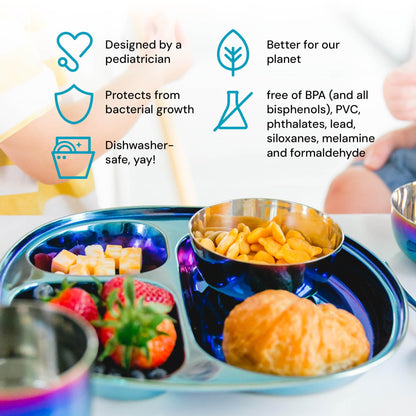 Ahimsa Balanced Bites Pediatrician-Designed Stainless Steel Divided Plate