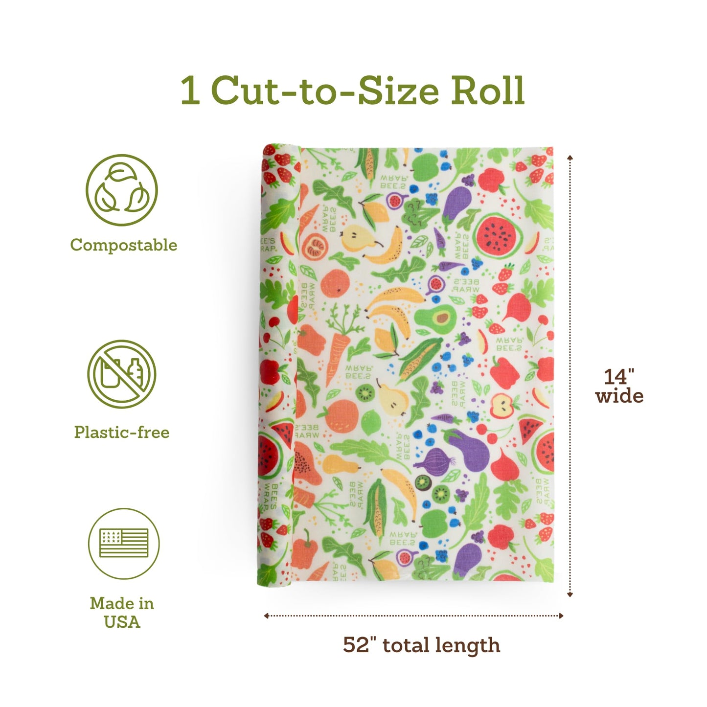 Bee’s Wrap Reusable Beeswax Food Wrap Roll (14" x 52")