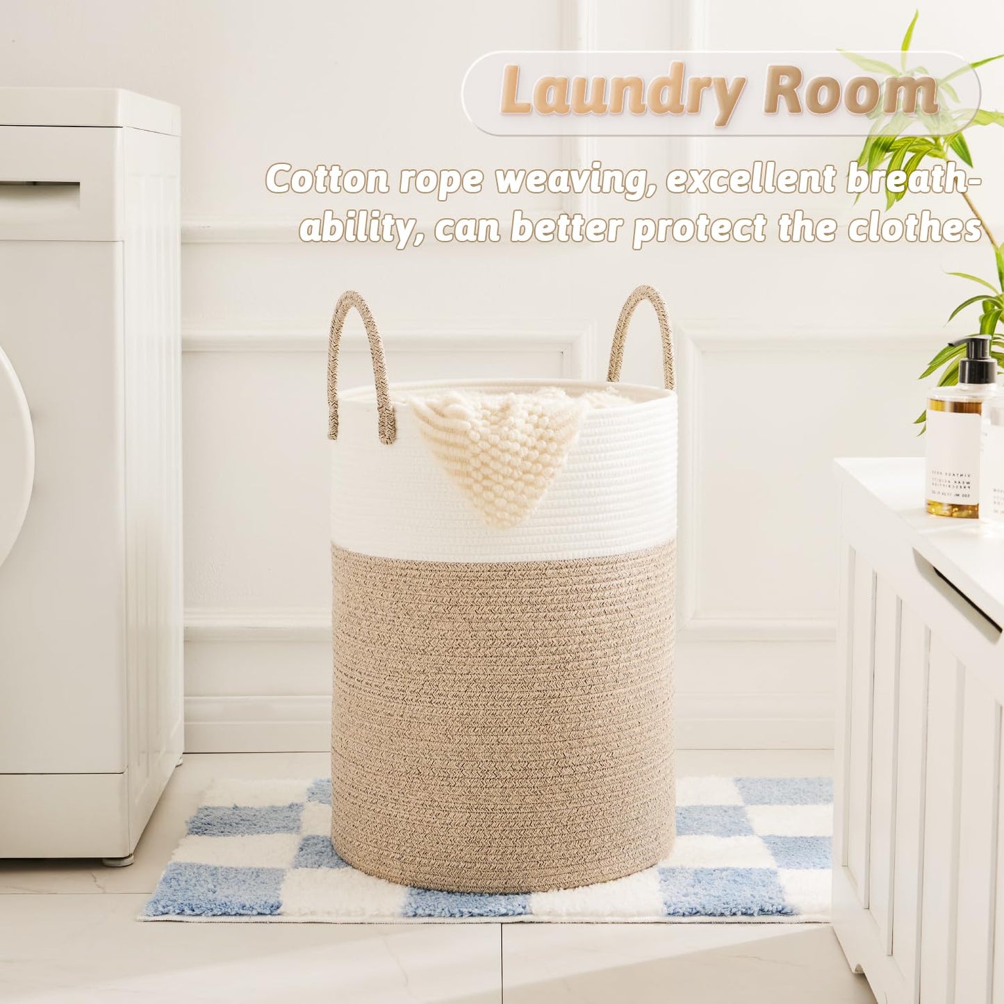 Artfeel 60L Handwoven Natural Cotton Rope Laundry Hamper