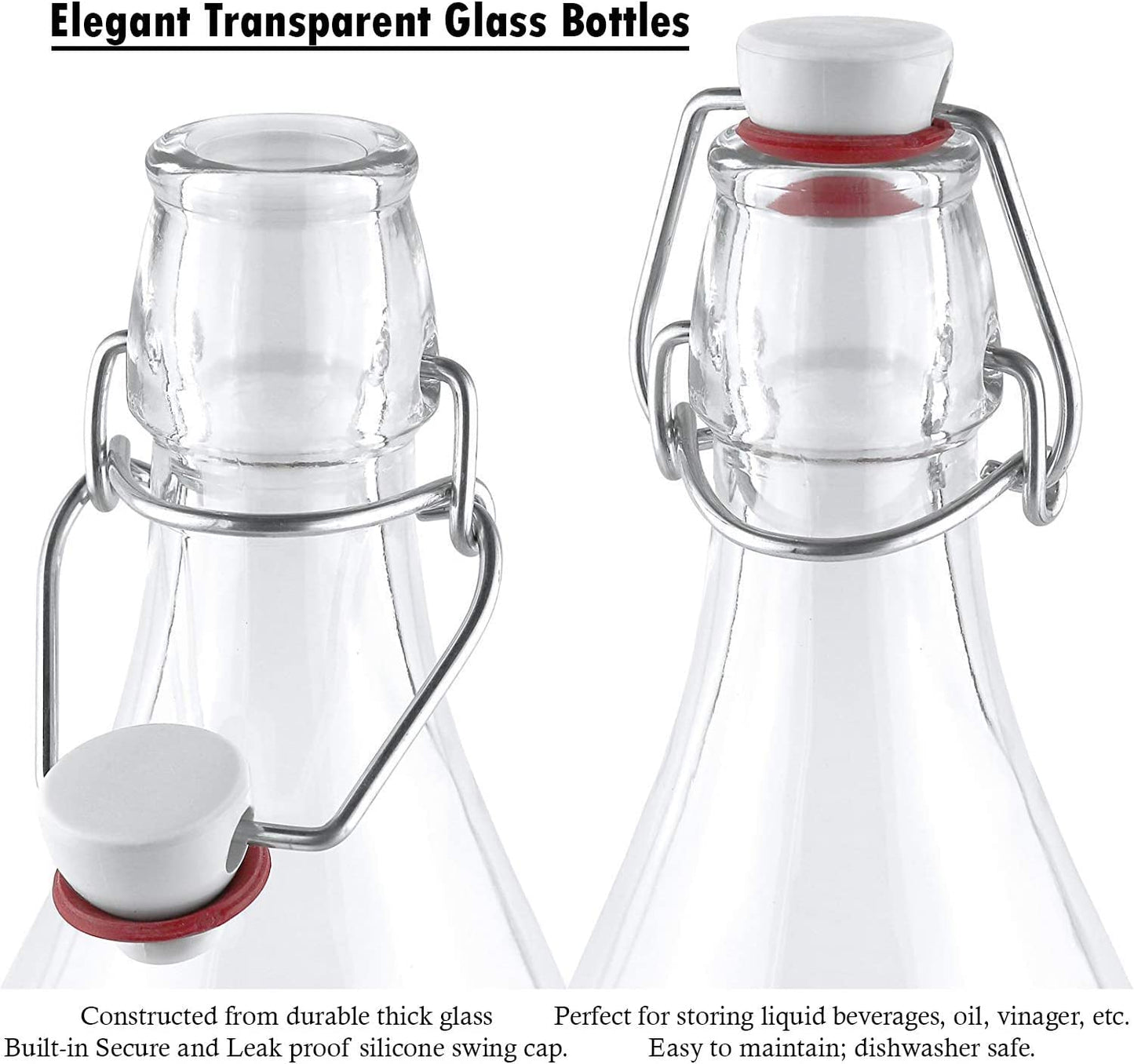 Bormioli Rocco 8.5 oz Swing Top Bottles (Set of 6) | TRUE Shift Plastic‑Free Glass Storage
