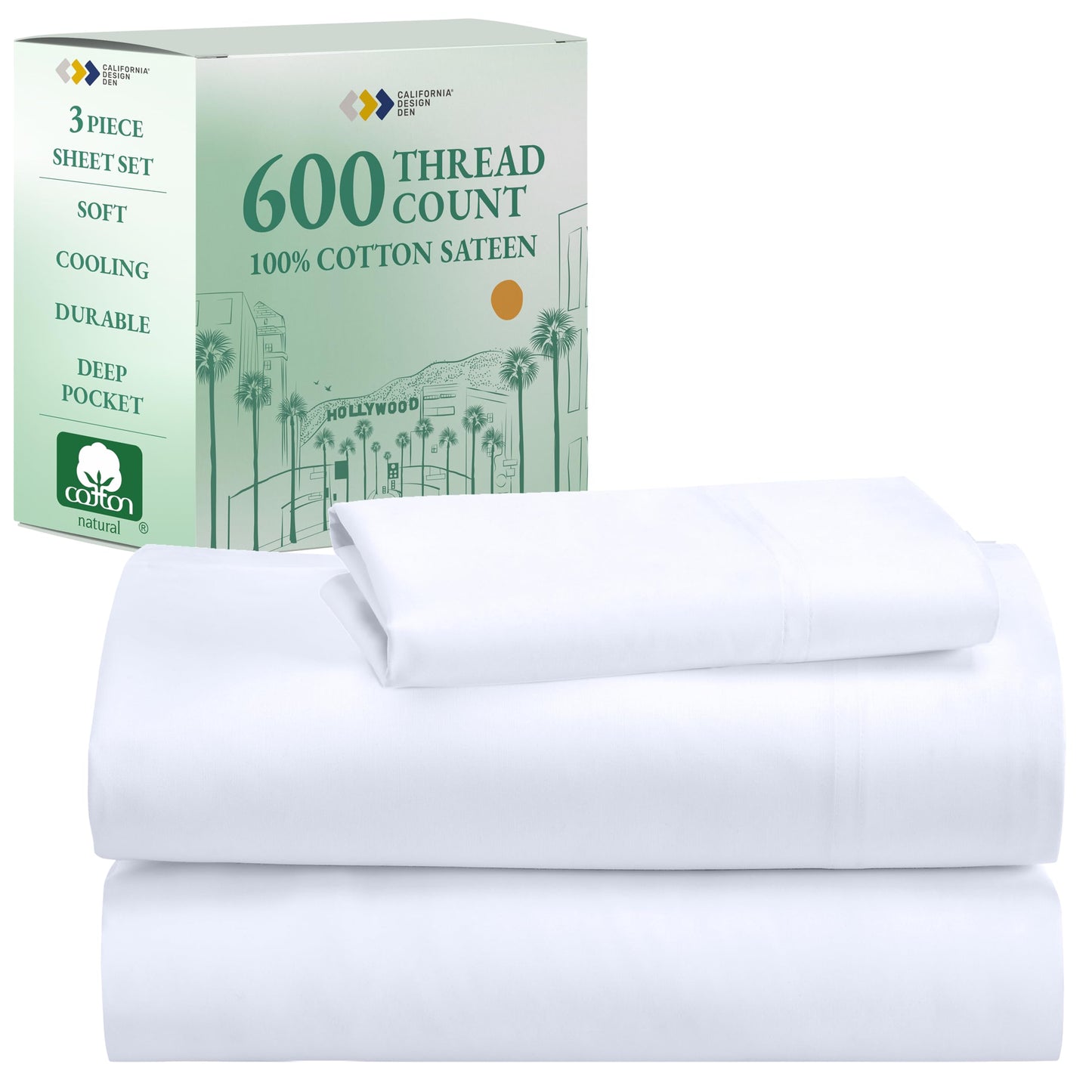 California Design Den 600‑Thread Cotton Sheets | TRUE Shift 4‑Pc Cal King Set