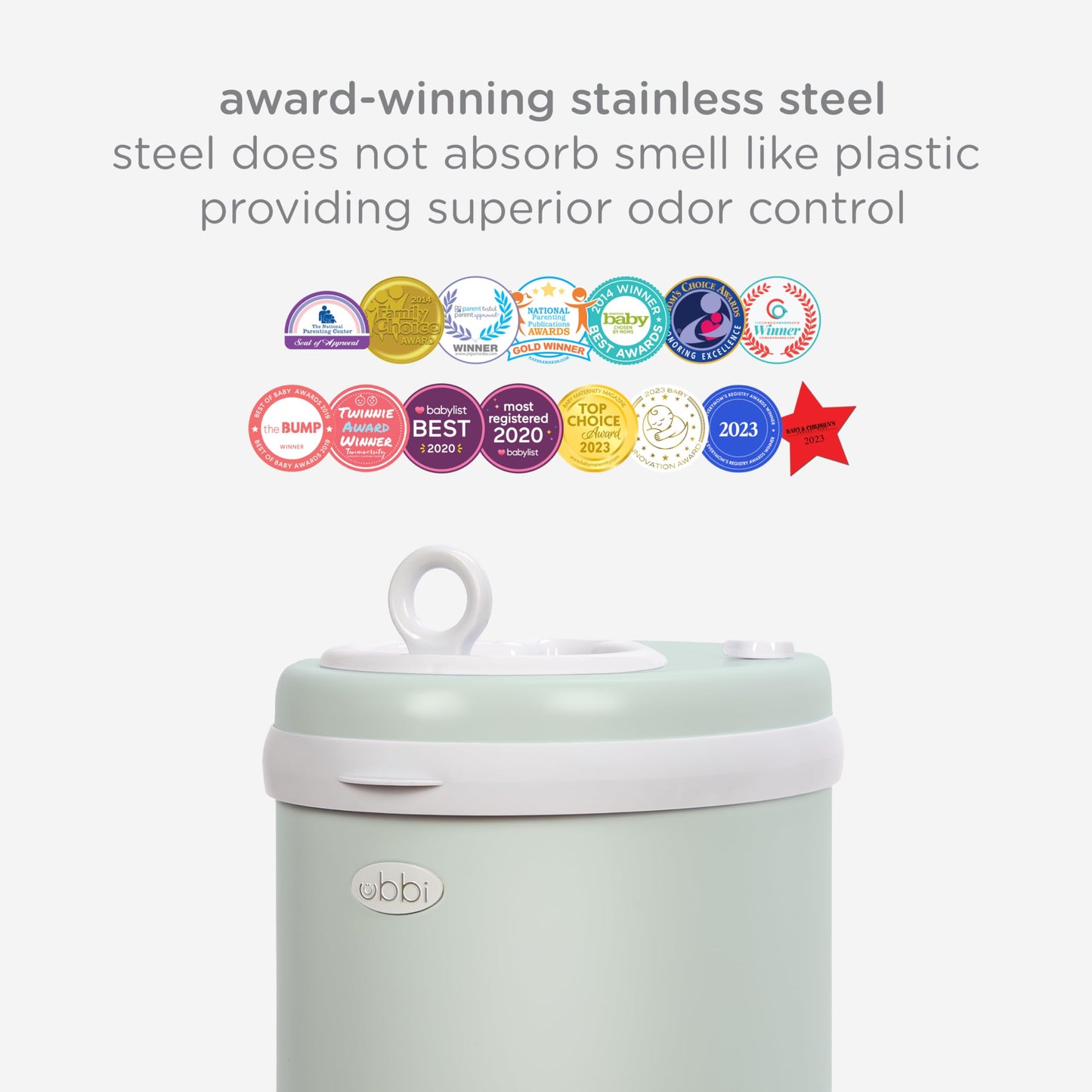 Ubbi Steel Diaper Pail: Powder-Coated Odor-Locking Bin
