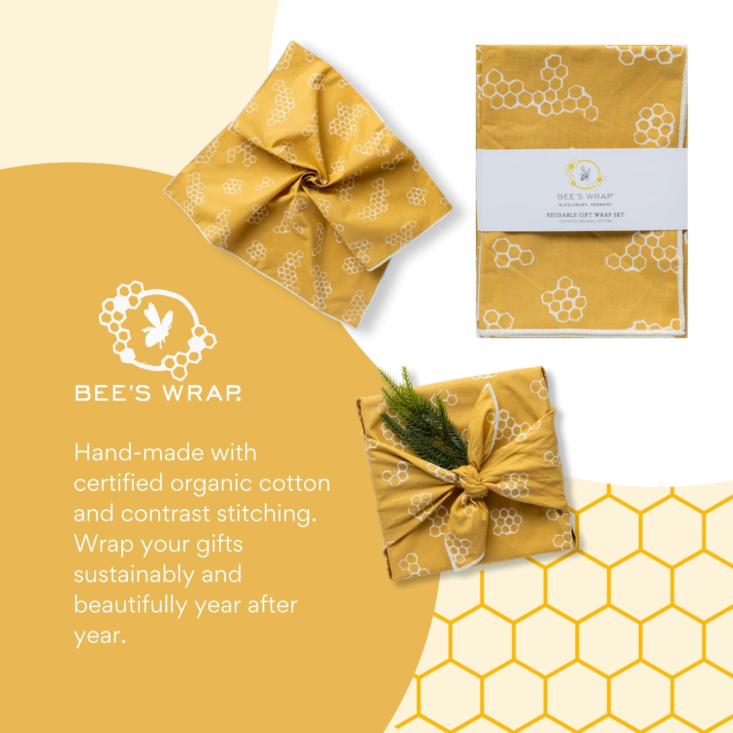The Zero-Waste Gift Solution: Bee's Wrap Organic Cotton Fabric Wrap Set for Elegant, Reusable Holidays