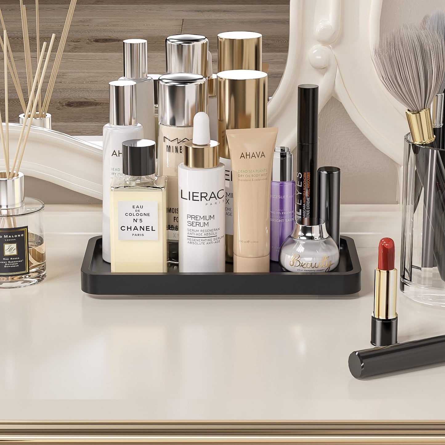 Sustainable Bamboo Bathroom Vanity Tray: Sleek Countertop Organizer