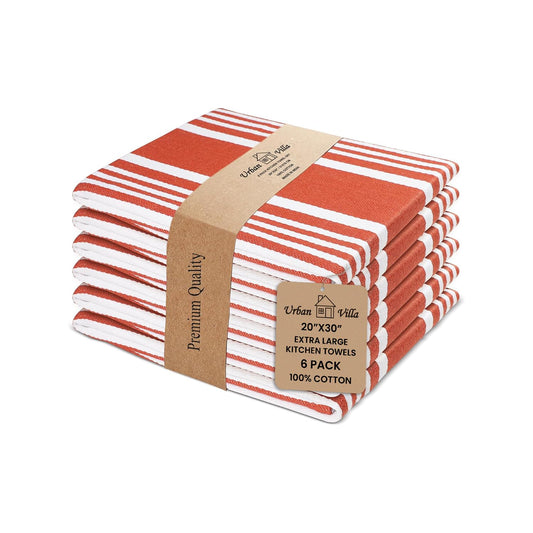 Urban Villa Cotton Kitchen Towels | TRUE Shift Eco Towels (20″×30″, Striped, Mitered)