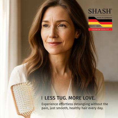 SHASH Made in Germany Wooden Paddle Brush: Eco-Sourced Wood