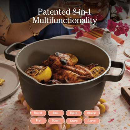Ceramic nonstick cookware set patented 8-in-1 multifunctionality