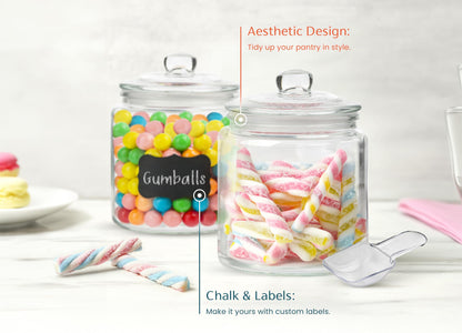 KooK 1/2 Gallon Glass Storage Containers with Airtight Lids (Set of 2)