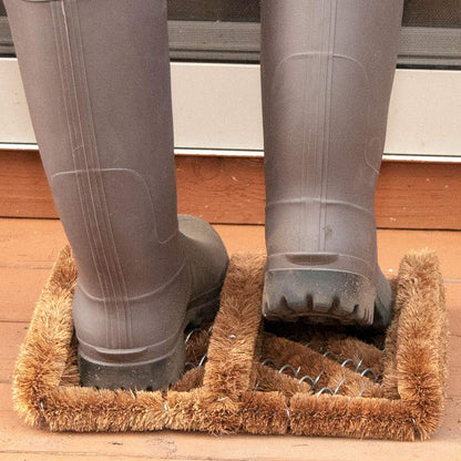 NINAMAR Natural Coir Boot Scraper Door Mat (13 × 12 in) | TRUE Shift Eco Boot Scrubber Mat