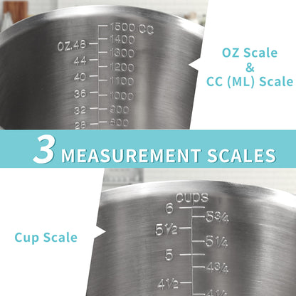 Newness Stainless Steel Measuring Cup with Triple Measurement Scales