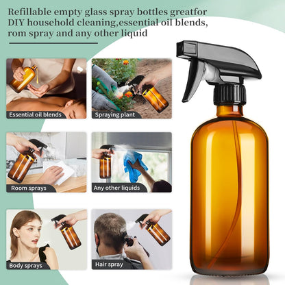 16oz Amber Glass Spray Bottles (2-Pack Set)