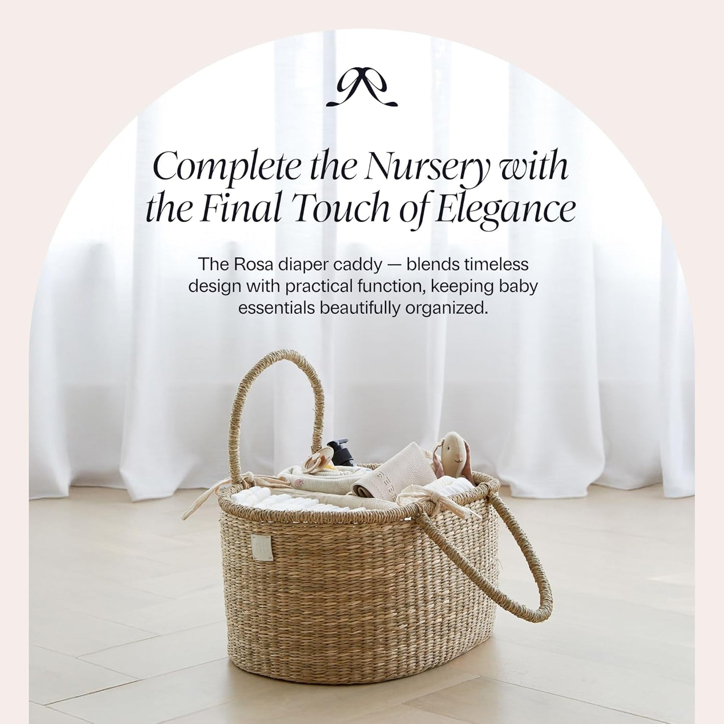 BEBE BASK Premium Changing Basket: Artisan Seagrass & Bamboo Set