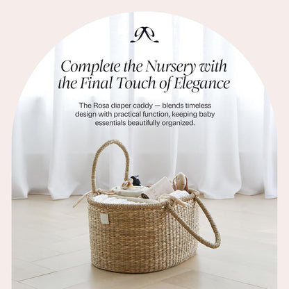 BEBE BASK Premium Changing Basket: Artisan Seagrass & Bamboo Set