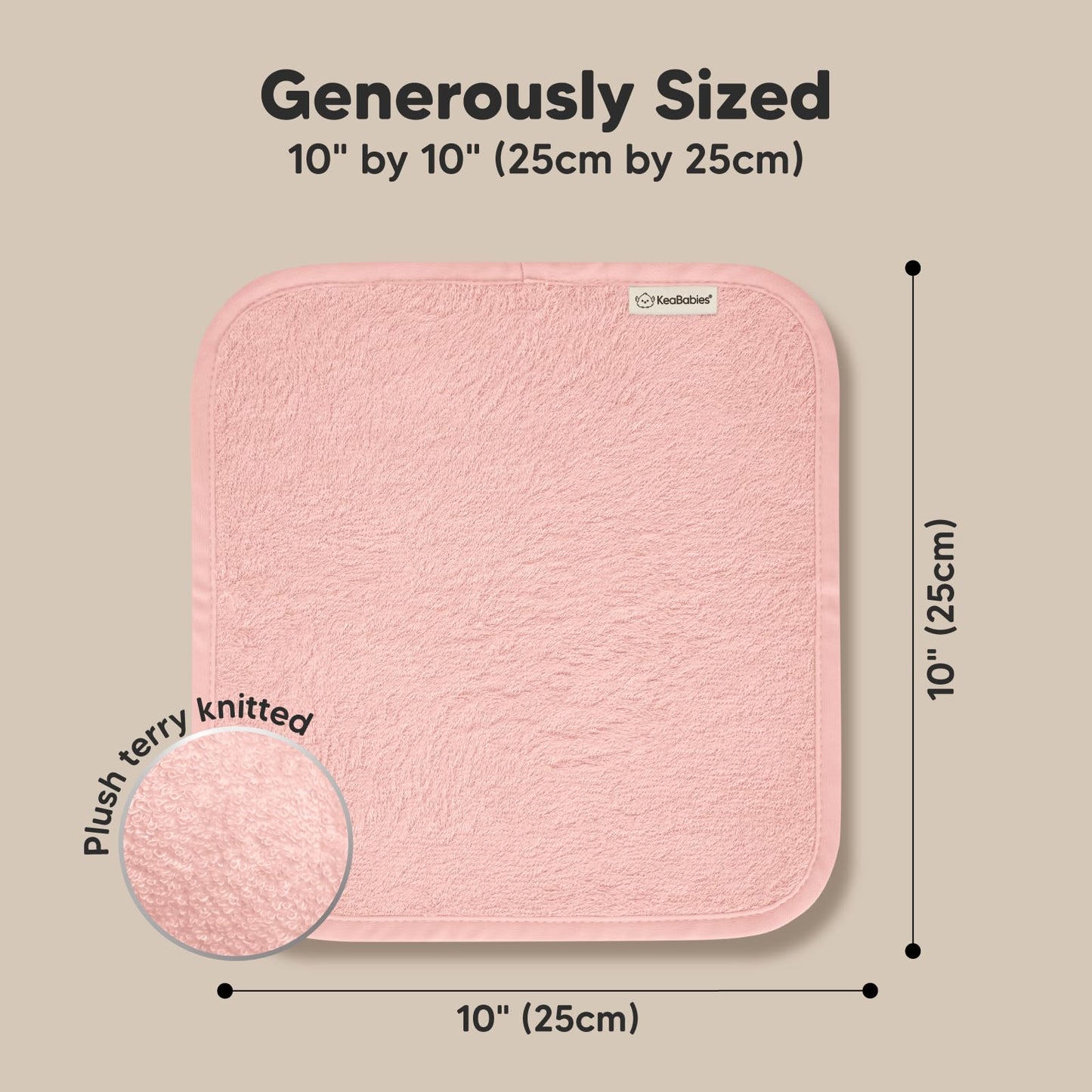 KeaBabies Bamboo Washcloths: 500GSM Ultra-Soft 6-Pack