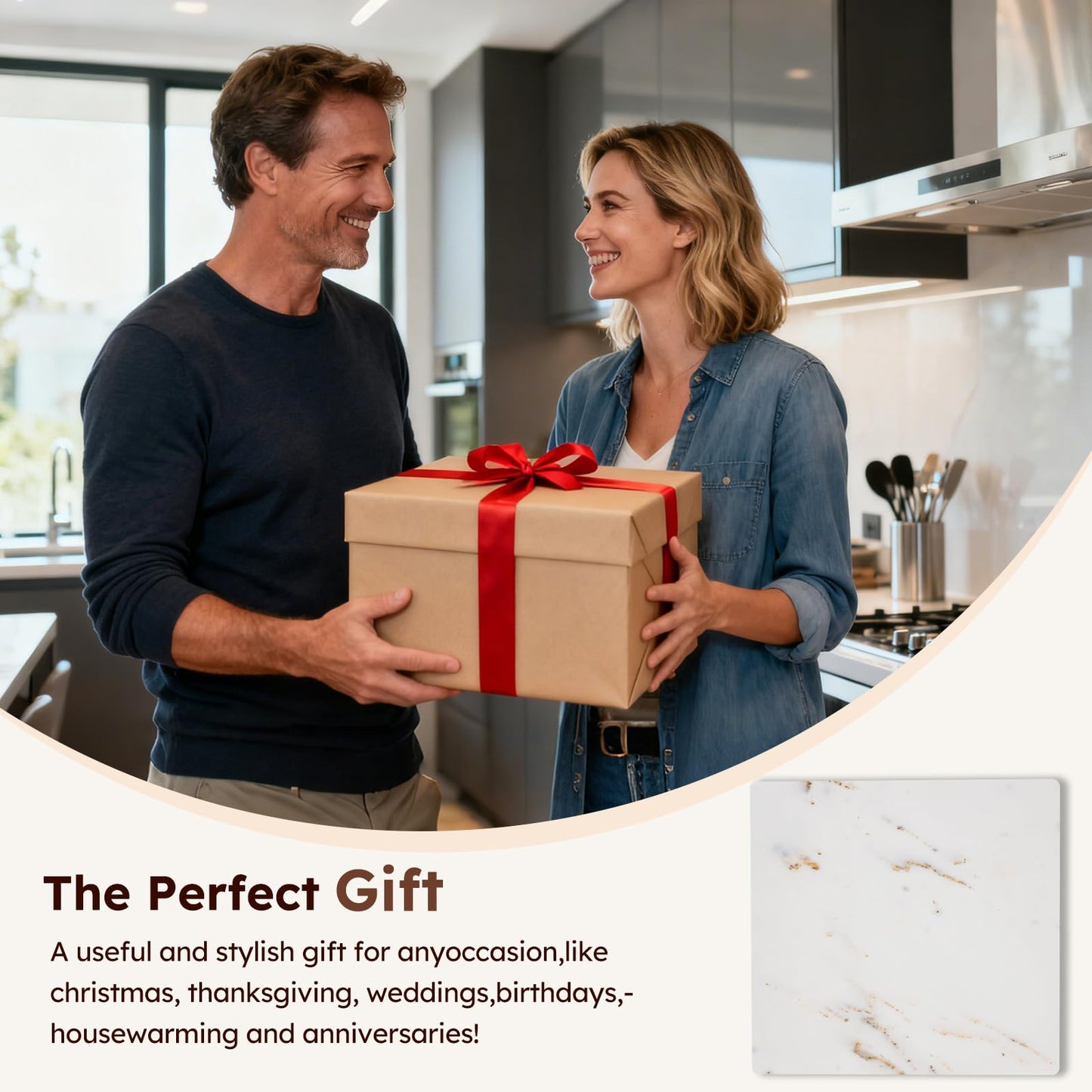 Diflart Natural Granite Cutting Board: Large 16" x 20" Polished Stone Slab.