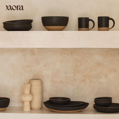 Mora Medium Ceramic Bowls, Set of 4 (28 oz, Oat)
