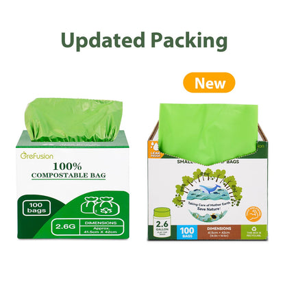 GreFusion 1.2 Gallon Compostable Bags - 125 Count (BPI Certified)