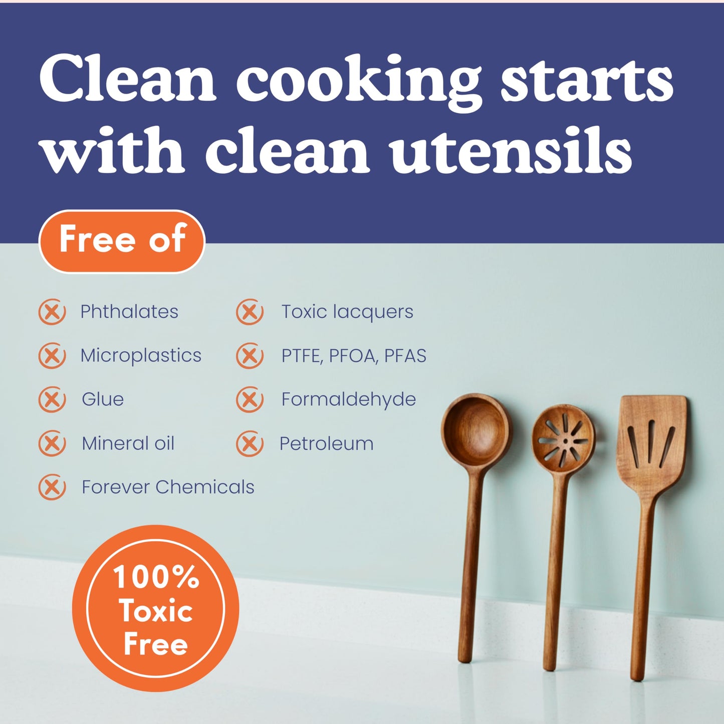 Non-Toxic 6-Piece One-Piece Wooden Utensil Set
