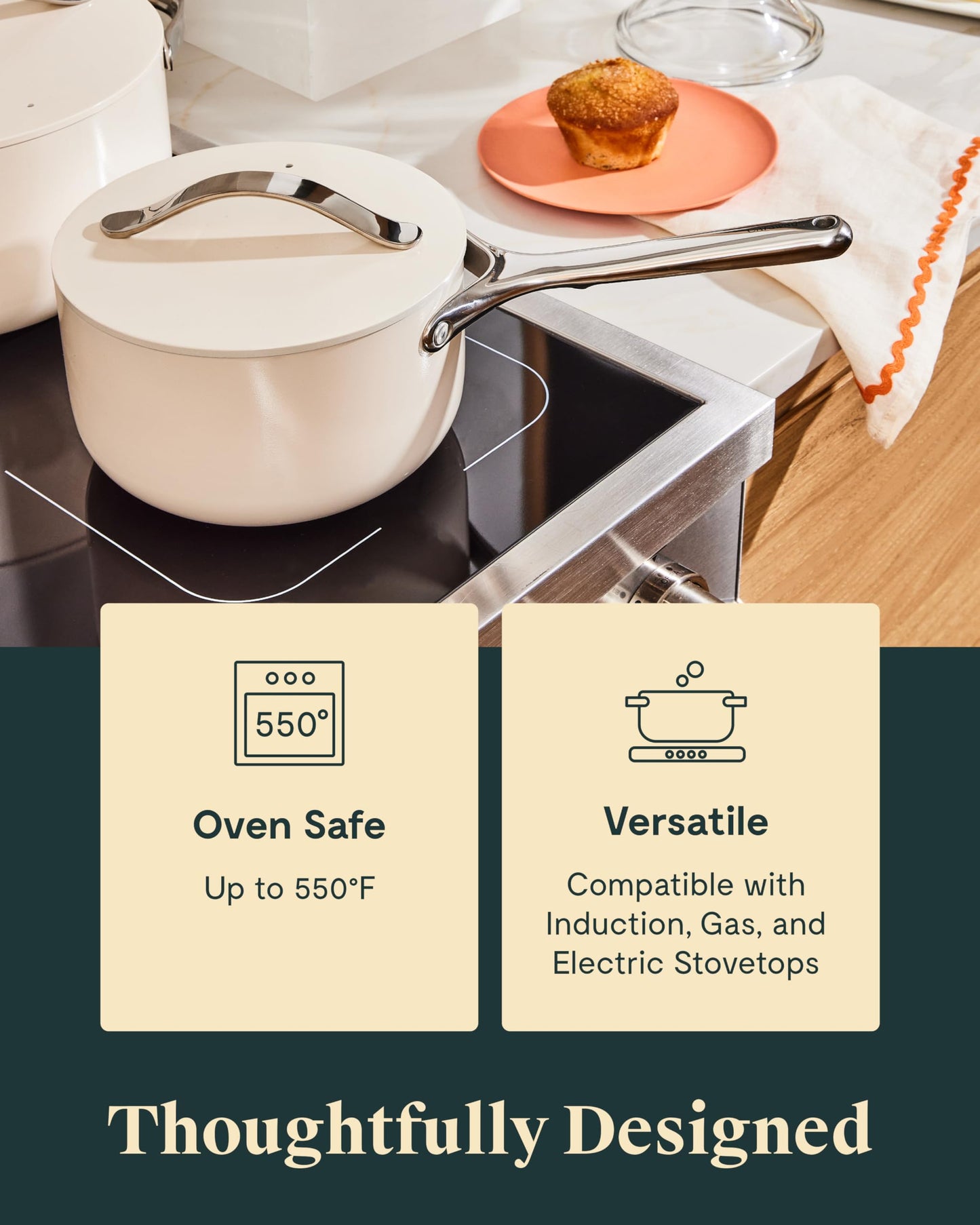 Caraway Nonstick Ceramic Sauce Pan with Lid (3 Quart)
