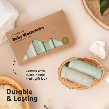 KeaBabies Bamboo Washcloths: 500GSM Ultra-Soft 6-Pack