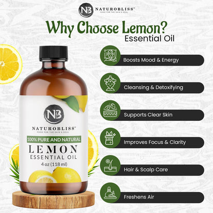 NaturoBliss 100% Pure Lemon Essential Oil: 4oz Value Size