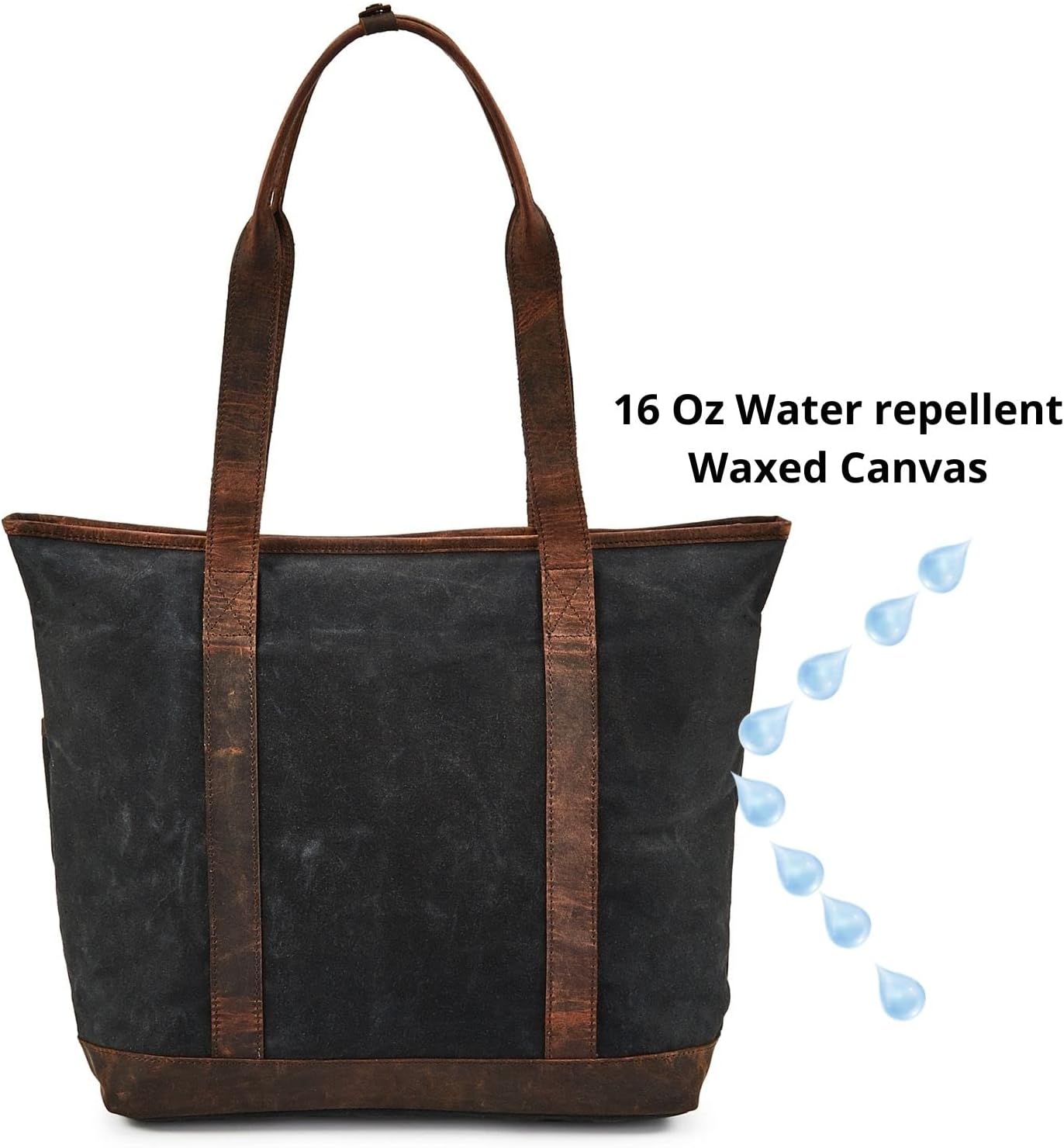 Wise Owl 16oz Waxed Cotton Canvas & Crazy Horse Leather Tote Bag