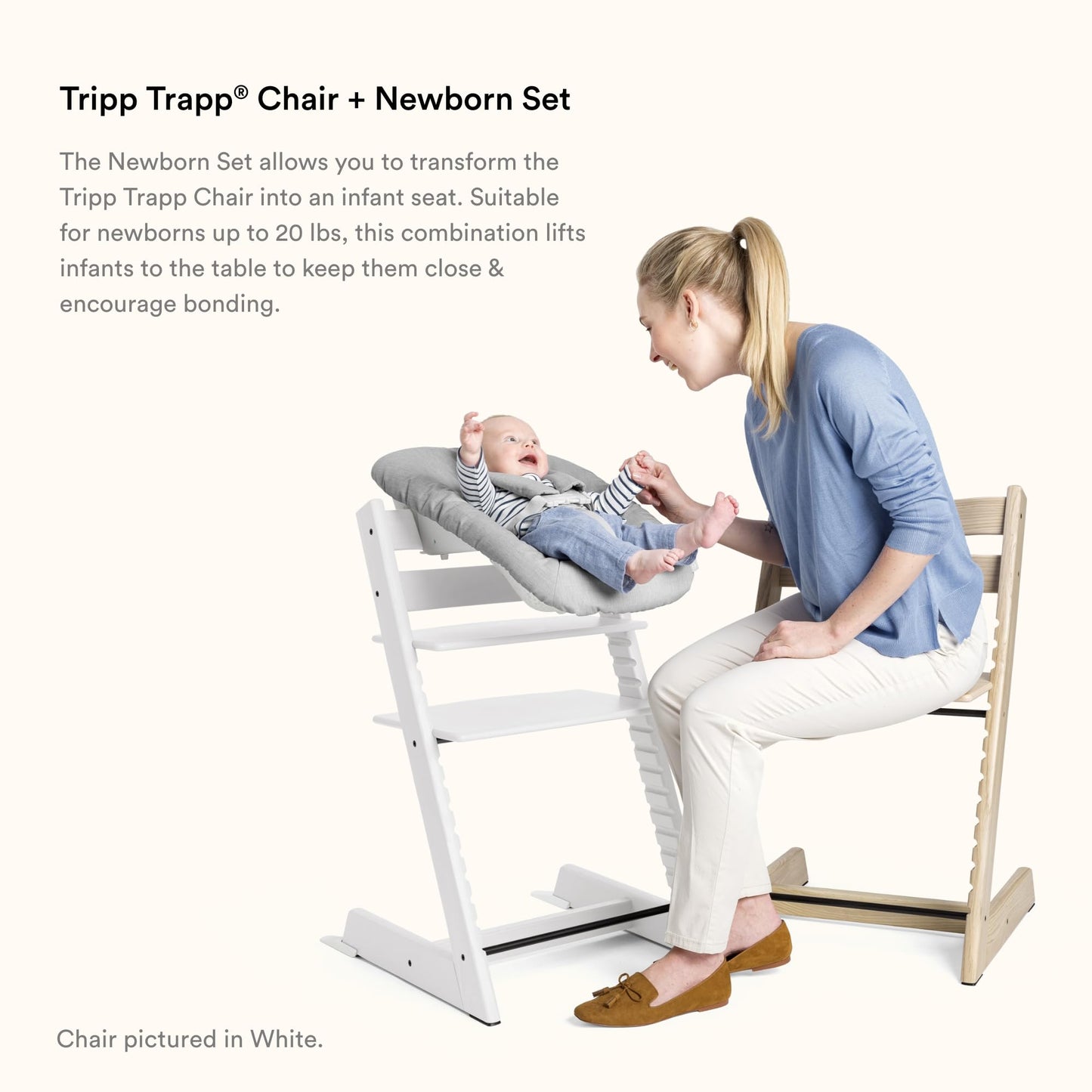 Stokke Tripp Trapp Solid Beechwood Chair with Newborn Set Bundle