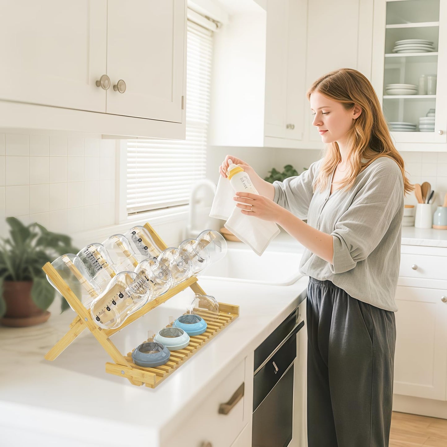 DSVENROLY Vertical Bamboo Drying Rack: Rapid-Dry Foldable Organizer