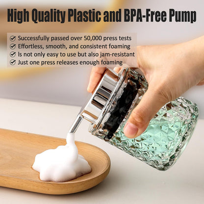 Malachi Diamond-Patterned Glass Foaming Soap Dispenser