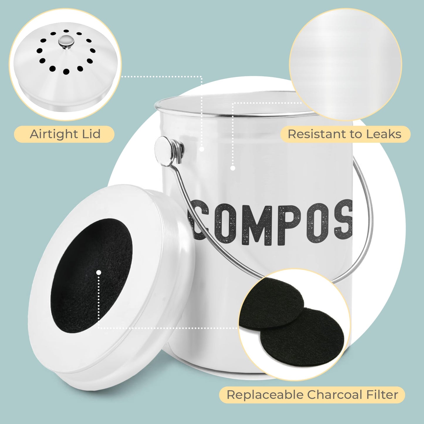 Odorless Indoor Composting: EPICA One-Piece Molded Stainless Bin