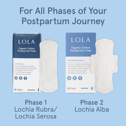 LOLA 100% Organic Cotton Max Absorbency Postpartum Pads