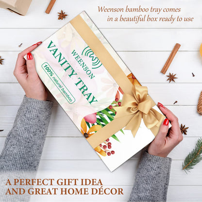 Sustainable Bamboo Bathroom Vanity Tray: Sleek Countertop Organizer