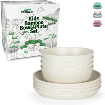 Grow Forward 8-Piece Sustainably Harvested Bamboo Kids Dinnerware Set