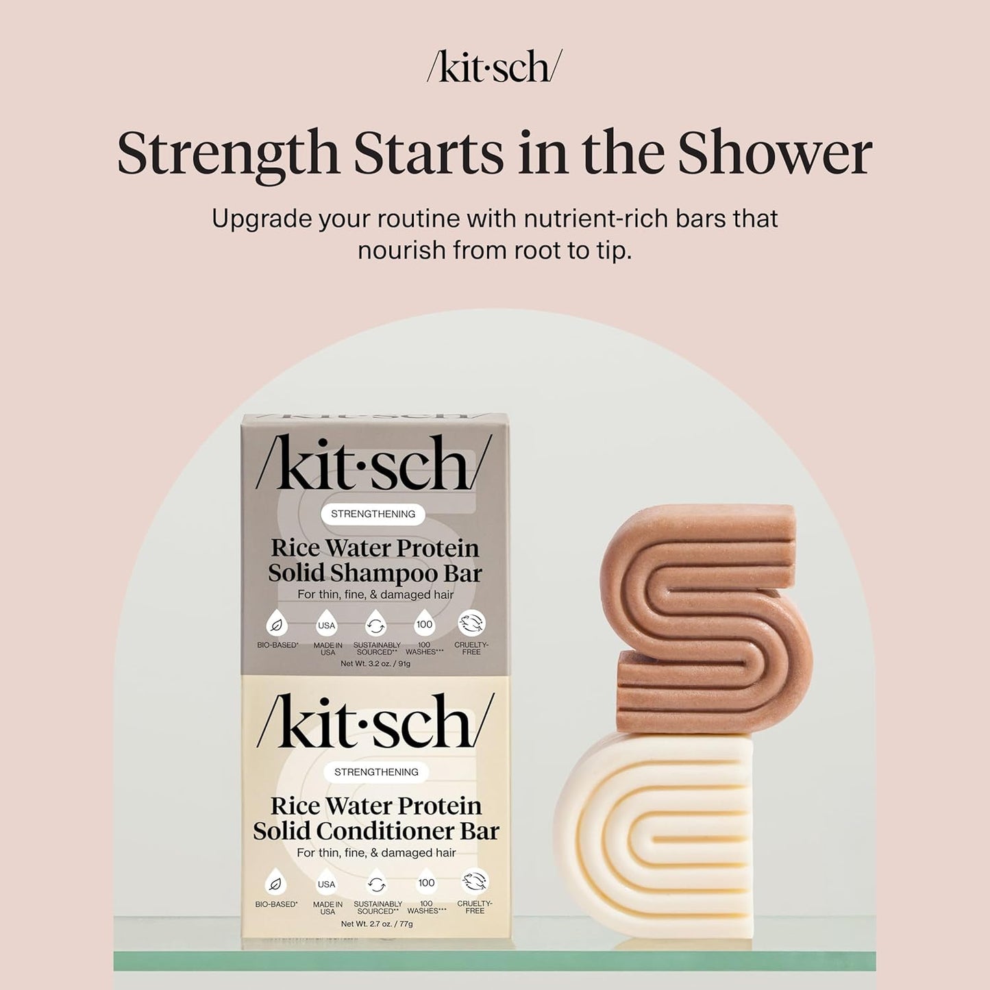 Kitsch 4-Piece Shampoo & Conditioner Sampler Bars: Bottle-Free Beauty
