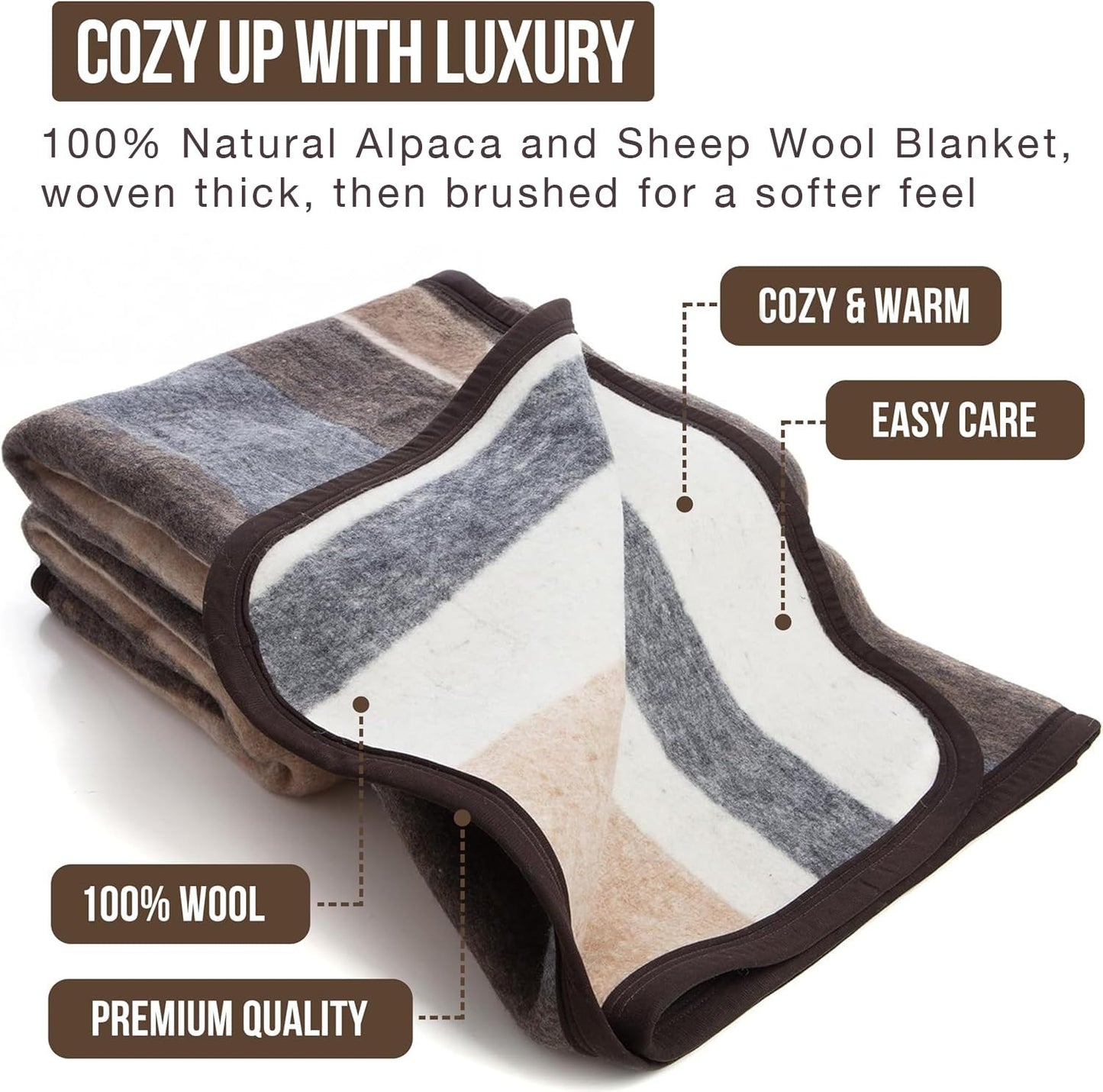 Natural Alpaca & Sheep Wool Blanket: Heavyweight 4.2 lb Twin Bedding