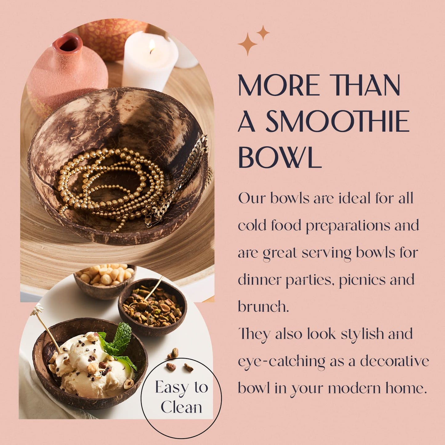 COCOBOWLCO Jumbo Polished Coconut Bowl Set with Wooden Spoons