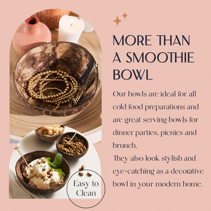 COCOBOWLCO Jumbo Polished Coconut Bowl Set with Wooden Spoons