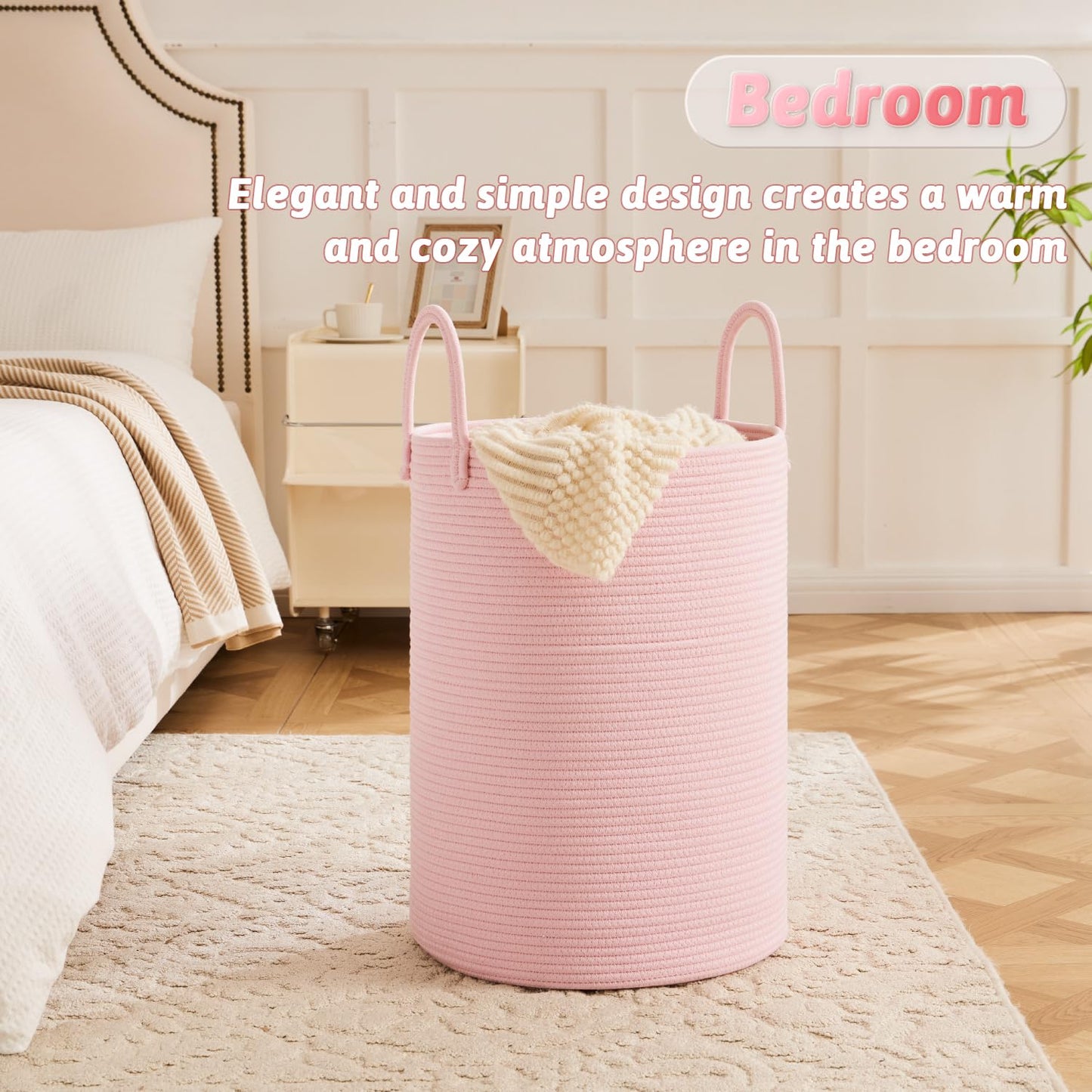 Artfeel 60L Handwoven Natural Cotton Rope Laundry Hamper