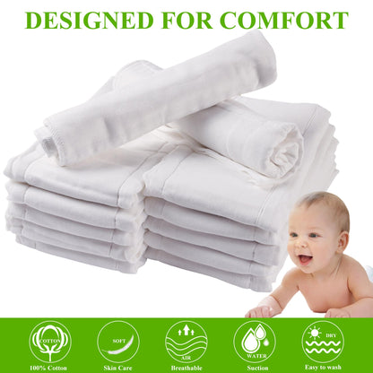 Fasoar Cotton Prefold Cloth Diapers: 100% Unbleached Purity