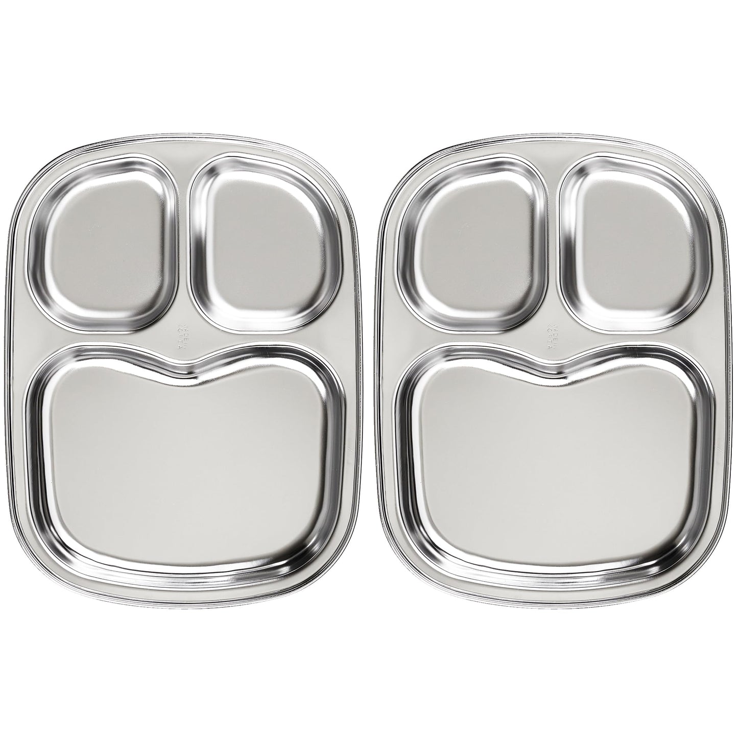 Korean Premium 304 Stainless Steel 5-Compartment Divided Plates (Set of 2)