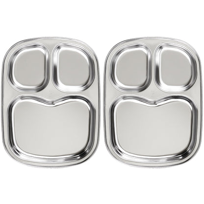 Korean Premium 304 Stainless Steel 5-Compartment Divided Plates (Set of 2)