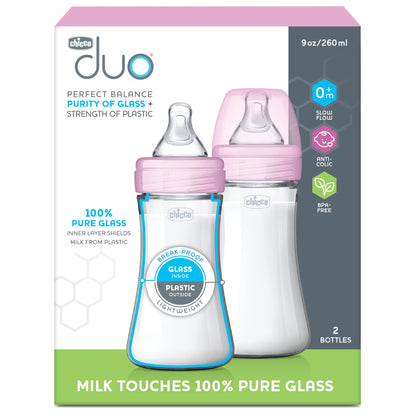 Chicco Duo 5oz Hybrid Baby Bottle with Invinci-Glass Interior (2-Pack)