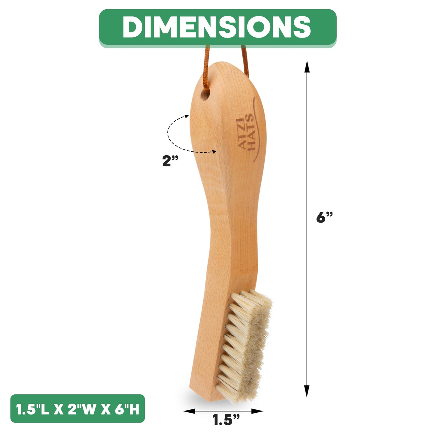 Atzi Hats Natural White Boar Bristle Laundry & Stain Scrubber