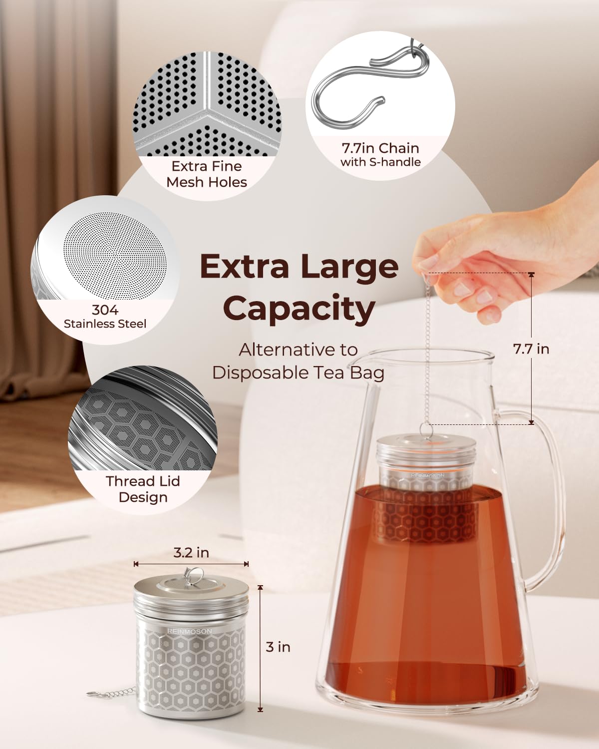 Reinmoson Extra Fine Mesh Stainless Steel Tea Strainer