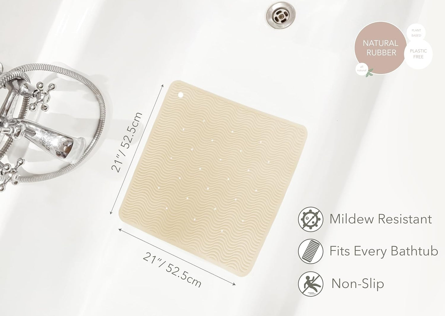 HEVEA Natural Rubber Wave Bath Mat: Plastic-Free & Biodegradable