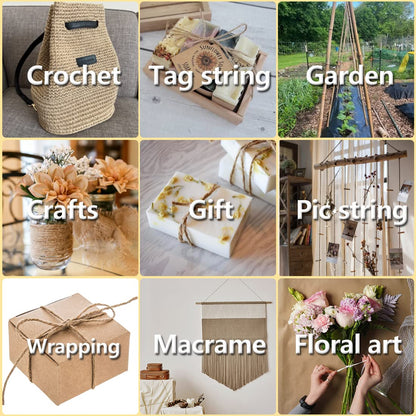 100% Natural Jute Twine: 1100 Feet of Biodegradable Cord for Zero-Waste Crafting and Gardening